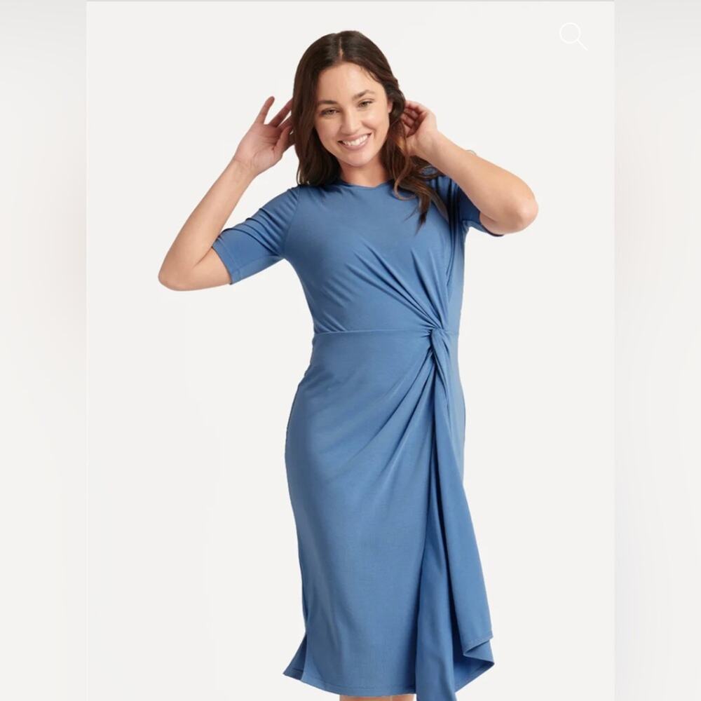 Betabrand Blue Knot Jersey Midi Dress Size L - Picture 2 of 8